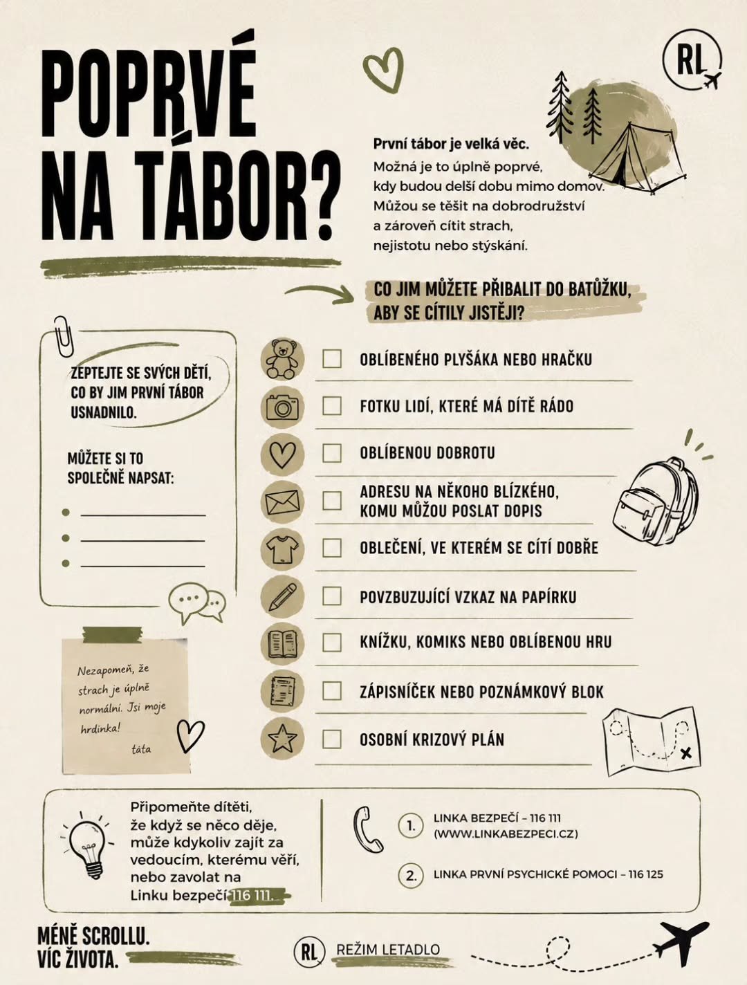 Tištěný návod a checklist pro offline zážitek